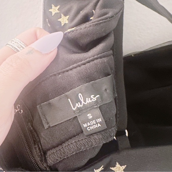 Lulus Favorite Moment Gold and Black Star Print Skater Dress Tulle Glitter - Picture 6 of 9